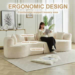 English Elm Curved Chenille Sectional Sofa Oversized Four Seat Cloud Foam Living Room Lounge W3505P355585
