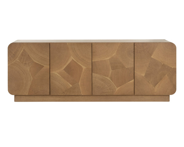 Sunpan Fauna Sideboard – Stunning Solid Oak With Mosaic Oyster-cut Veneer For A Unique, Earthy Touch Brown Wood 111790