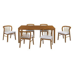 English Elm Solid Rubberwood Dining Table Thick Slab Top Seats 8 Modern Farmhouse Kitchen Walnut N768P427476W