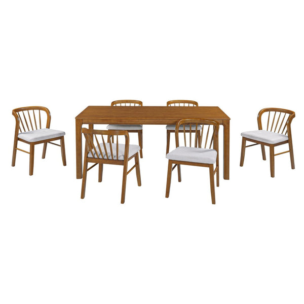 English Elm Solid Rubberwood Dining Table Thick Slab Top Seats 8 Modern Farmhouse Kitchen Walnut N768P427476W