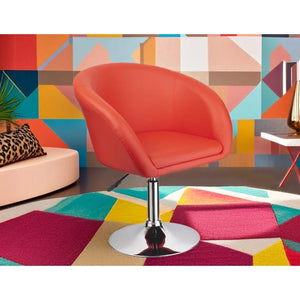 English Elm Adjustable Faux Leather Swivel Barrel Chair with Chrome Base — Modern Upholstered Counter Seat, Ergonomic Comfort & Height Range Red 27 L x 25 W x 17 H B011P356306