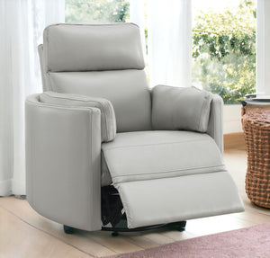 English Elm Sagen Gray Faux Leather Glider Recliner with Swivel, Pocket Coil Comfort, Low Wall Clearance 9" B2726P241794