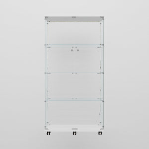 English Elm Tempered Glass Display Cabinet With Bluetooth Led Light, Lockable, Mobile Storage For Home & Office W3155S00006-GIGA