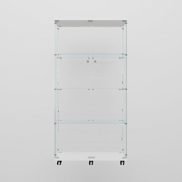 English Elm Tempered Glass Display Cabinet With Bluetooth Led Light, Lockable, Mobile Storage For Home & Office W3155S00006-GIGA