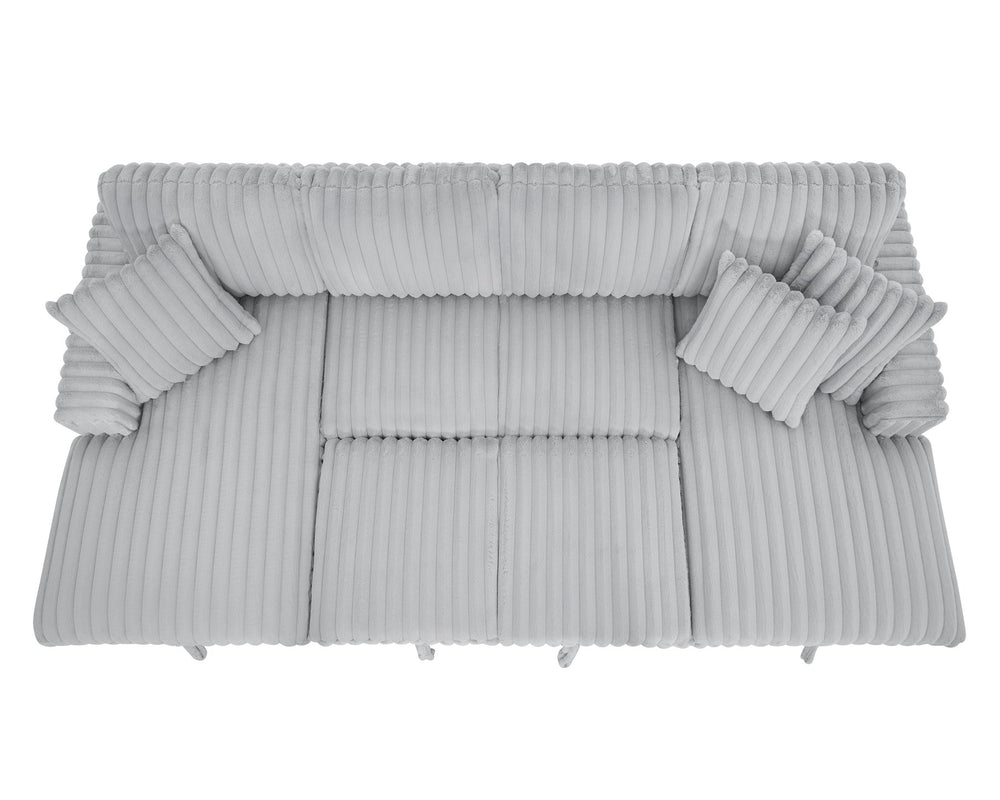 English Elm U U Shaped Sleeper Sofa with Pull-Out Bed and Hidden Chaise Storage, Plush Corduroy Comfort Grey W1417S00077