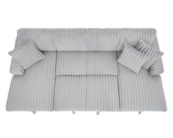 English Elm U U Shaped Sleeper Sofa with Pull-Out Bed and Hidden Chaise Storage, Plush Corduroy Comfort Grey W1417S00077