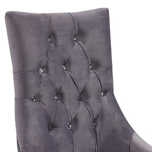 English Elm Wylor Tufted Gray Velvet Dining Chair with Acrylic Legs, Diamond Stitching, Nail Accents, Plush Comfort B2736P354308