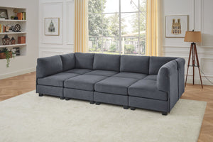 English Elm Faux Leather Modular Sectional Sofa Reconfigurable Pu Upholstery Living Room Dark Gray B2748S00183