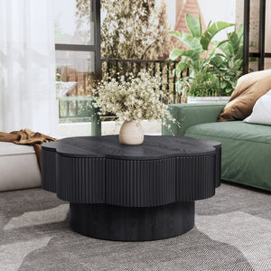 English Elm 31.50"modern Blossom Coffee Table Wood Veneer Iron Base Storage Living Room W757P350935