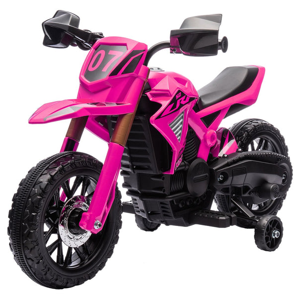 English Elm Qaba Kids Electric Dirt Bike 6v Battery Powered Ride on with Training Wheels Ages 3 to 8 Pink W2225P249809