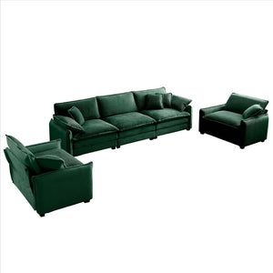 English Elm Warm Retro-Inspired Sofa Set: Cozy 3-Seater & 2 Single Sofas In Plush Green Corduroy Fabric W714S00726-GIGA