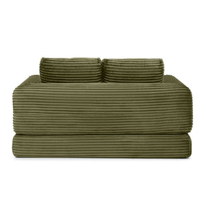 English Elm 2-in-1 Corduroy Futon Loveseat Sleeper Modular Floor Couch for Studio Living Rooms Green W1117P415698