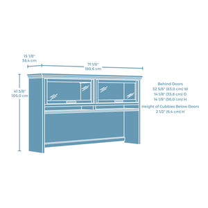 English Elm Hutch, Contemporary Brown Finish With Tempered Glass Doors For Stylish Storage And Display Solutions B356P367798