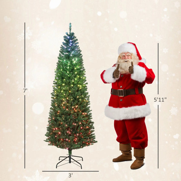 English Elm 7ft Slim Fir Artificial Christmas Tree with 350 Color Shifting Led Lights and Remote T3971P412509