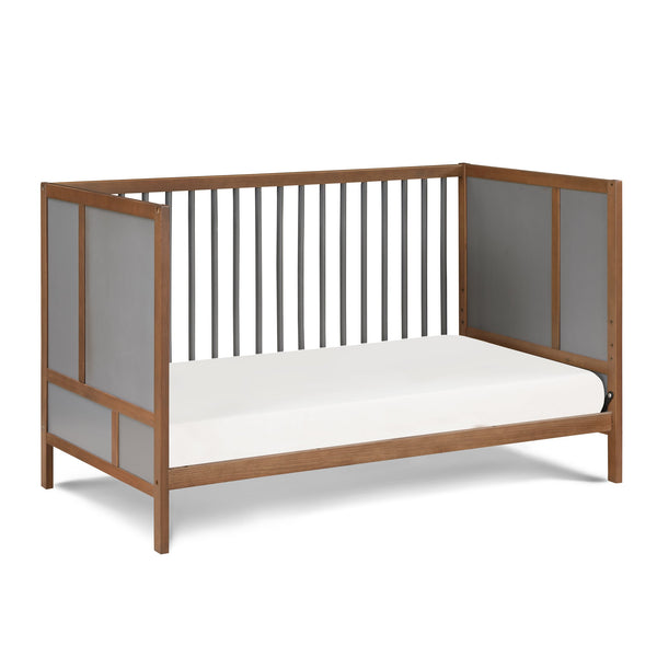 English Elm Pixie Finn 3-in-1 Convertible Crib with Island Design, Solid Wood, Low Profile, 3 Mattress Heights Walnut Brown B022P204874