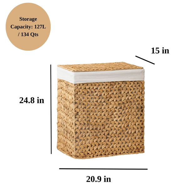 English Elm Judas Handcrafted Water Hyacinth Rectangular Laundry Hamper - Stylish Storage For Any Room! B093P401323