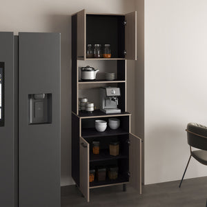 English Elm Otomo Dual-Tone Pantry Cabinet with 5 Shelves & 4 Doors, Coffee Station Shelf, Tall MDF Storage B200P335367