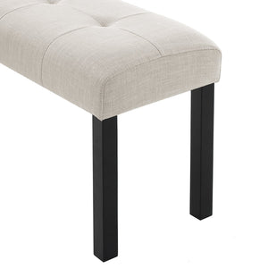 English Elm Modern Tufted Linen Dining Bench with Button-Tufted Seat and Rubber Wood Legs for Entryway Seating Beige N752P317335A