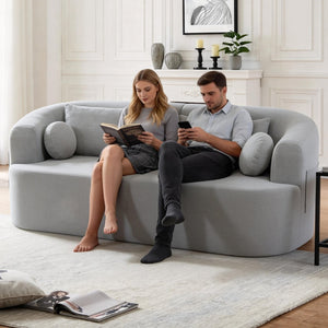 English Elm Loveseat Chenille Upholstered Sofa Compact Foam Seating for Small Apartments and Dens Gray W5385P454890