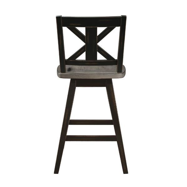 English Elm Farmhouse Swivel Barstools with X Back Solid Wood Frame for Kitchen Islands Set of 2 B056P416787
