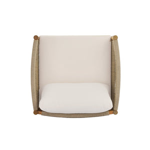 English Elm Outdoor Acacia Wood Club Chair with Woven Rope Panels and Resort Teak Finish N768P381012L