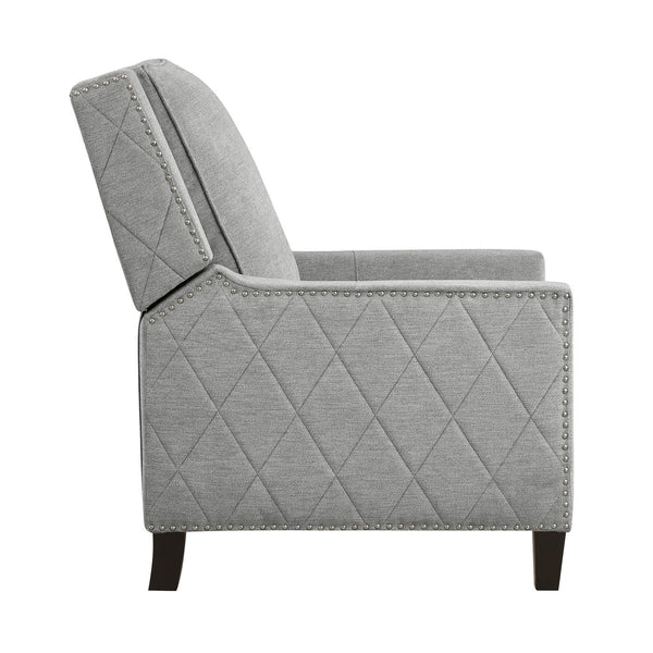 English Elm Modern Reclining Chair with Textured Upholstery, Nailhead Trim & Solid Wood Frame for Living Rooms Gray 30.75 L x 34 W x 27.25 H B011P190689