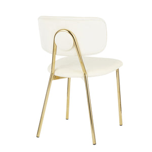 English Elm Bouton Velvet Glam Chair with Tufted Back and Gold Metal Frame – Set of 2, Plush Stylish Seating Cream B202P223430