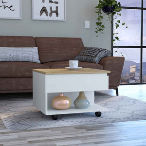English Elm Luanda Multicolor Lift-Top Coffee Table with Wheels & Lock, Concealed Storage Shelf, 21.6" Top B070P188809