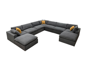English Elm Coffee Bean Upholstered Modular Sectional with Toss Pillows for Modern Living Rooms B2748S00075