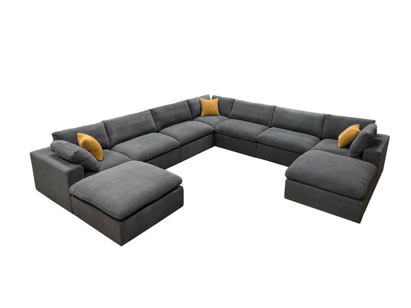 English Elm Coffee Bean Upholstered Modular Sectional with Toss Pillows for Modern Living Rooms B2748S00075