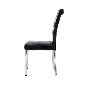 English Elm Set of 4 Glam Faux Leather Dining Chairs with Crystal Buckle and Gold Tone Legs Black W3226P311057