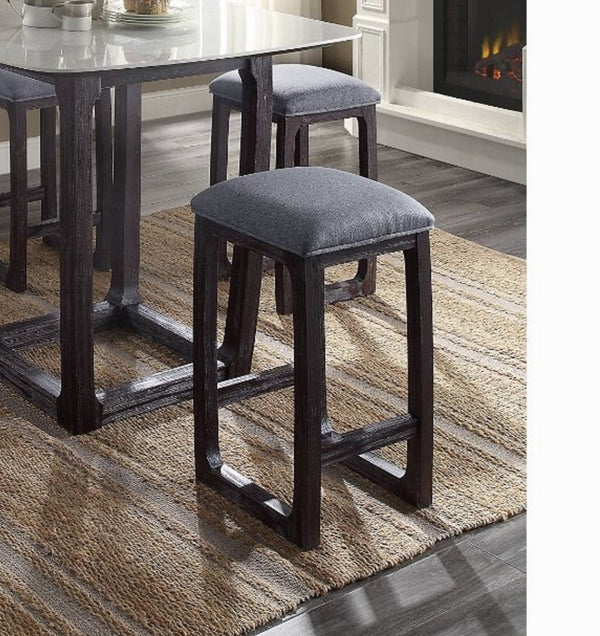 English Elm 1pc Counter Height Stool Padded Seat Cushion Rustic Espresso Wood Square Stool with Footrest, Versatile PMID B2741P330121