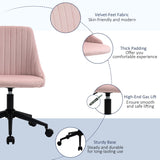 English Elm Vinsetto Mid-Back Office Chair, Velvet Fabric Swivel Scallop Shape Computer Desk Chair For Home Office Or Bedroom, Pink