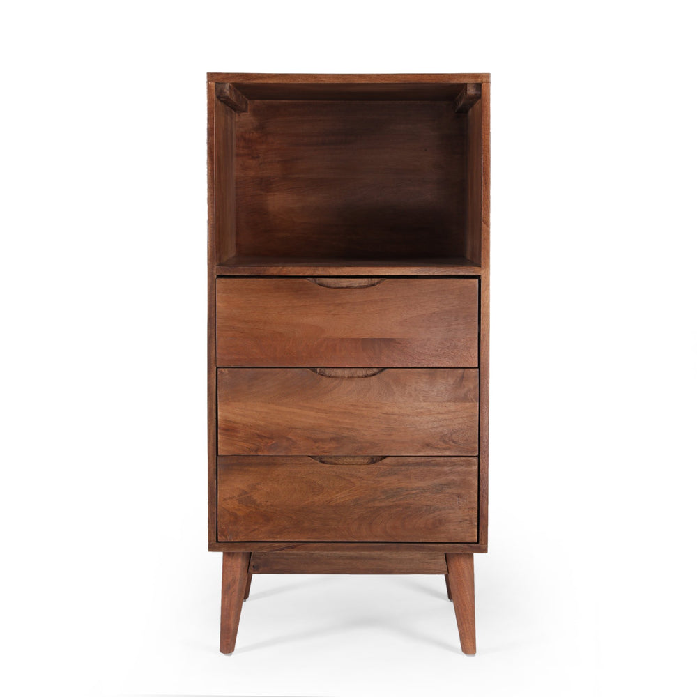 English Elm Christopher Knight Home® - CHEST Mango Wood 3-Drawer Light Oak Mid-Century Modern Nightstand with Display Cubby, 20x41" 69425.00