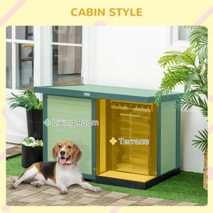 English Elm PawHut Weatherproof Outdoor Cat House with Raised Floor, Garden Planter & Multiple Entrances for Comfort and Play Natural Wood W2225P217562