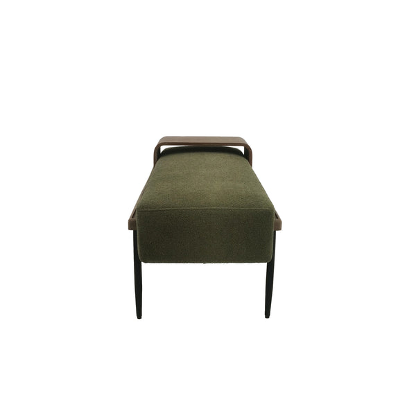 English Elm 1 Cocktail Ottoman with Slide Tray Green – Upholstered Plywood Seat, Adjustable Height 18–20", Metal Legs B035P319672