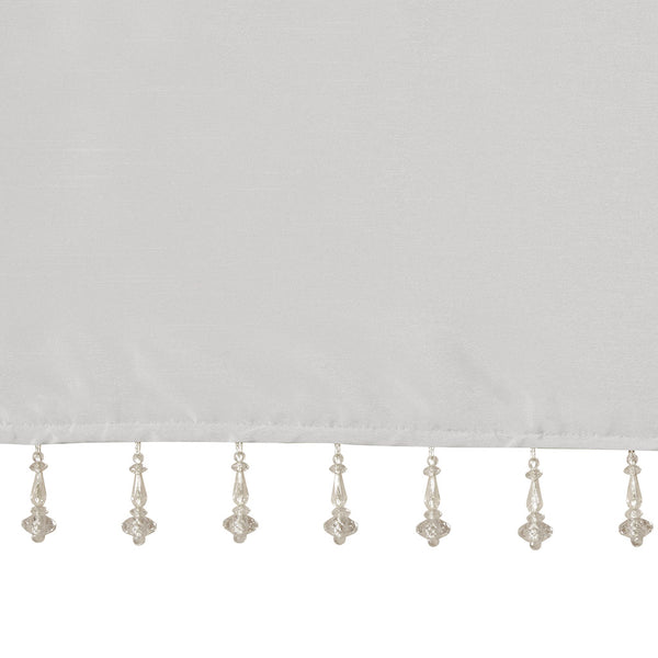 JLA Home Madison Park - Lightweight Faux Silk Valance with Beaded Hem, Lined Twist-Top Drapery for Privacy & Elegance Silver MP41-6330
