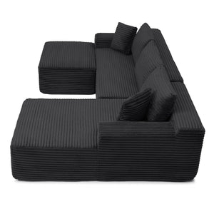 English Elm 105'' Modular Cloud Sectional Corduroy Couch Deep Seat L-shape for Living Room W1117S00319
