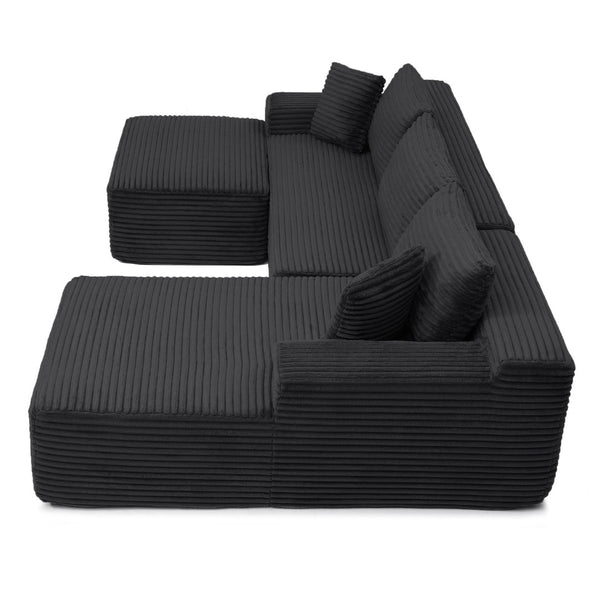 English Elm 105'' Modular Cloud Sectional Corduroy Couch Deep Seat L-shape for Living Room W1117S00319