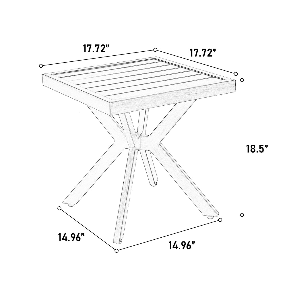 English Elm Aluminium Antique Cast Table with Grey Cross-Weave Design, Weather-Resistant Patio Accent, Easy Assembly W640P314024