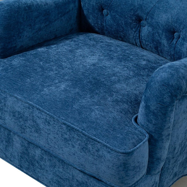 English Elm Accent Club Chair Chenille Upholstered with Spring Cushion Retro Wooden Legs Bedroom W3042P262910