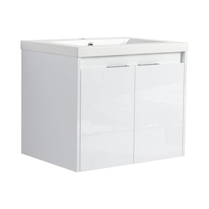 English Elm 72" Float Mount Double Sink Bathroom Vanity Glossy White Plywood Soft Close W999S00536