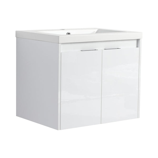 English Elm 72" Float Mount Double Sink Bathroom Vanity Glossy White Plywood Soft Close W999S00536