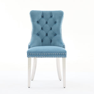 English Elm Nikki Velvet Tufted Dining Chair with Nailhead Trim and Chrome Legs – Plush High-Rebound Cushion Comfort Light Blue W1143P369091
