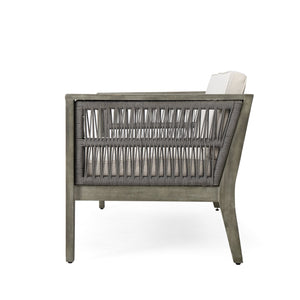 English Elm Christopher Knight Home® - 4-Pieces Acacia Wood Patio Furniture Set with Grey Rope & Beige Cushions, Weatherproof Deep Seating Set N780P171148F