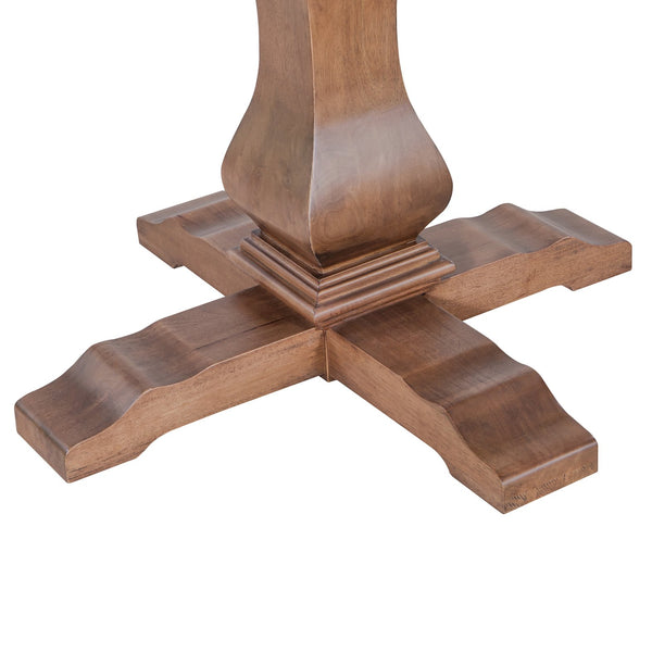 English Elm Christopher Knight Home® - Oval Rustic Walnut Extension Dining Table - Eco-Friendly Rubberwood, Elegant Pedestal Base & Leaf N771P355872T_N771P355873T