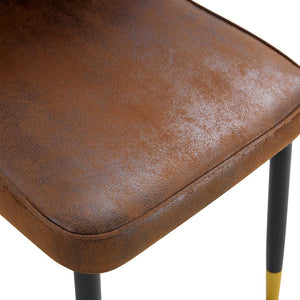 English Elm Table And Chair Set - Modern 67X35.4 Inch Black Wood Grain Dining Table With 4 Brown Chairs W1151S04168-GIGA