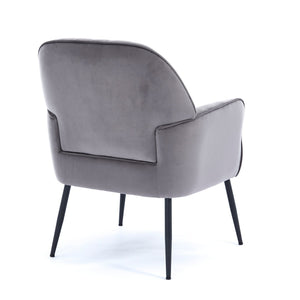English Elm Velvet Barrel Accent Chair Tufted Shell Back with Metal Legs for Living Room Grey W5722P462512