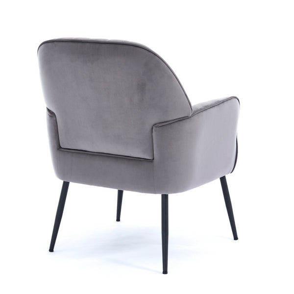 English Elm Velvet Barrel Accent Chair Tufted Shell Back with Metal Legs for Living Room Grey W5722P462512