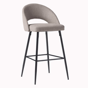 English Elm Walker Edison - Modern Mushroom Upholstered Bar Stool Set of 2 — Minimalist Rounded Back Comfort, Steel Frame, Cutout Seat, Lightweight, 30-Min Assemble B185P169045
